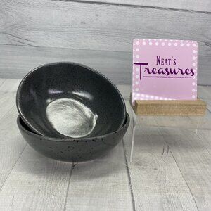 Next SLATE GRAY Black Speckled  Sightly Oval Stoneware Soup Cereal Bowls Set 2